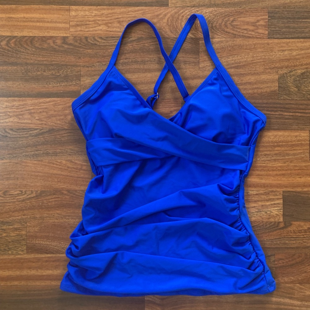 Relleciga NEW Royal Blue Tankini Sz M Ruched Crossover Swimwear Beach RU3270-608